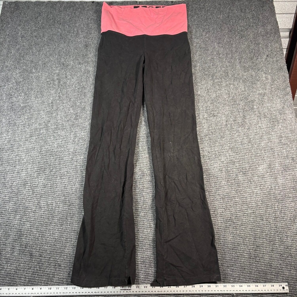 PINK Victoria's Secret Yoga Pants Womens M Long Black Pink Fair Foldover Flare